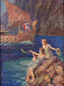 Vesinymfit kutsuvat "Argoa", kuvitus elokuvaan The Heroes of Greek Fairy Tales, Charles Kingsley (1819-75) (värilitho)