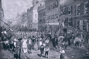 Carnival at Philadelphia, kuvitus "The Battle of Monmouth Court House":sta, kirjoittanut Benson J. Lossing, pub. Harper