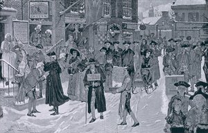 Jouluaamu Old New Yorkissa Ennen vallankumousta, kuvitus Harper