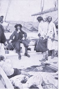 Eversti Brett ja merirosvo, kirjasta Howard Pyles Book of Pirates, Harper & Bros, 1921. tekijältä Howard Pyle