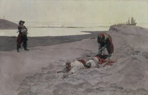 Kuolleet miehet eivät kerro tarinoita, 1899 (öljy kankaalle ja grisaille) tekijältä Howard Pyle