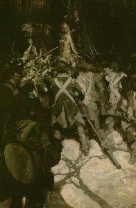 Kenraali Wayne pyrkii tukahduttamaan Pennsylvanian rykmenttien kapinan Morristownissa, N.J. 1781, Francis V. Greenen "Yhdysvaltain armeijasta", julkaistu Scribner