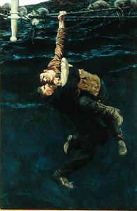 Hän menetti otteensa ja kaatui ja otti minut mukaansa Morgan Robertsonin "The Grain Ship" -julkaisusta, joka julkaistiin Harper