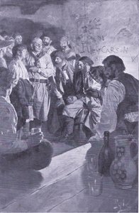 Hän johdatti Jackin tynnyrillä istuvan miehen luo, Howard Pyles Book of Pirates -kirjasta, jonka julkaisi Harper & Bros, 1921. tekijältä Howard Pyle