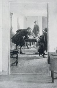 Old Raleigh Tavernissa, kuvitus Woodrow Wilsonin pubista "At Home in Virginia". Harper