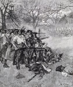 Lexington Green - "Jos he haluavat sotaa, se voi yhtä hyvin alkaa tästä", kaivertanut F.H. Wellington, Harper