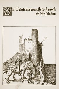 Sir Tristram saapuu Sir Nabonin linnaan, kuvitus teoksesta 
