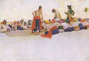 Niinpä aarre jaettiin, Howard Pyles Book of Pirates -kirjasta, jonka julkaisi Harper & Bros, 1921. tekijältä Howard Pyle