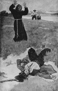 La Sallen salamurha, kuvitus Francis Parkmanin teoksesta "La Salle ja suuren lännen löytäminen" tekijältä Howard Pyle