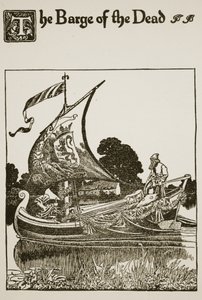 Kuolleiden proomu, kuvitus teoksesta "Sir Launcelotin ja hänen seuralaistensa tarina", 1907 tekijältä Howard Pyle