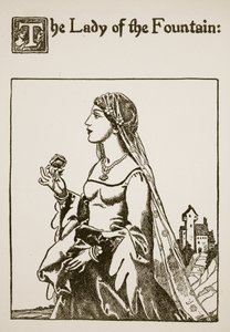 The Lady of the Fountain, kuvitus elokuvasta Tarina Sir Launcelotista ja hänen seuralaisistaan, 1907 tekijältä Howard Pyle