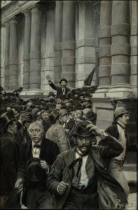 Ryntäys New Yorkin pörssistä 18. syyskuuta 1873 tekijältä Howard Pyle