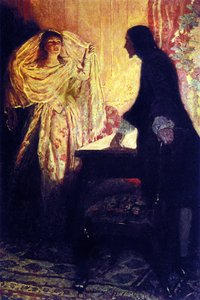 Tapaaminen kapteeni Keithin tyttären kanssa. Kuvitus yhdysvaltalaisen kuvittajan Howard Pylen (1853-1911) teoksesta "Pirates Buccaneers and Marooners of the Spanish Main" tekijältä Howard Pyle