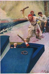 Todellinen taistelu alkoi, Howard Pyles Book of Pirates -kirjasta, jonka julkaisi Harper & Bros, 1921. tekijältä Howard Pyle