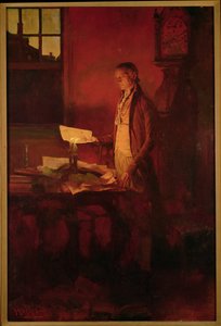 Thomas Jefferson kirjoittamassa itsenäisyysjulistusta Henry Cabot Lodgen (1850-1924) teoksesta The Story of the Revolution, julkaistu Scribner