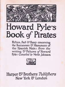 Nimiölehti Howard Pyles Book of Pirates -kirjasta, jonka on julkaissut Harper & Bros, 1921. tekijältä Howard Pyle