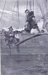 Walking the plank, kirjasta Howard Pyles Book of Pirates, jonka julkaisi Harper & Bros, 1921. tekijältä Howard Pyle