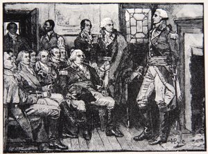 Washington ja hänen kenraalit neuvottelemassa, 15. maaliskuuta 1783, kuva Harper