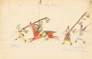 Osage, Big Nose, Osage Women, 1874-75 (kynä, muste ja wc pääkirjapaperilla)