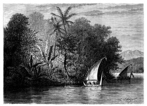 Näkymä Celebesissä, Indonesiassa, 1800-luvulla.