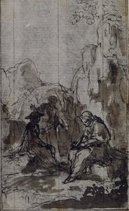 Tutkimus vinjettiä varten Abbé Dinouartin teoksessa "Vie du Venerable don Juan de Palafox", s. 391. tekijältä Hubert Francois Gravelot