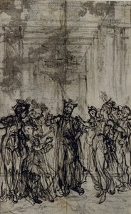 Tutkimus Jean François Marmontelin "Contes Moraux" -teoksen vinjettiä varten. tekijältä Hubert Francois Gravelot
