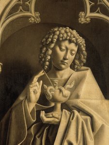 Apostoli Johannes, yksityiskohta Gentin alttaritaulusta, suljettu (öljy paneelissa)