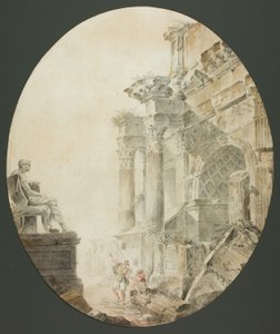Konstantinuksen kaari ja Neron patsas tekijältä Hubert Robert