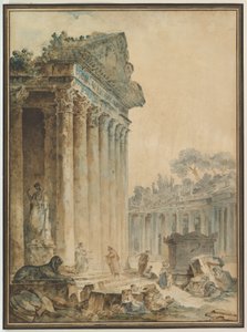 Capriccio ja antiikin temppeli tekijältä Hubert Robert