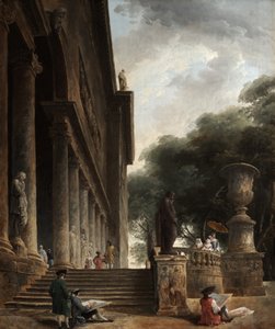 Villa Mancinin pylväskäytävä ja puutarhat tekijältä Hubert Robert