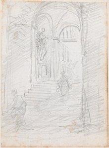 Figuurit monumentaalisella sisäportaalla [recto] tekijältä Hubert Robert