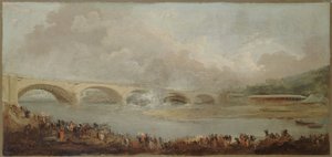ranska: Le décintrement du pont de Neuilly, le 22 septembre 1772 tekijältä Hubert Robert