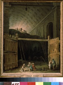 Heinänavetta basilikassa. Hubert Robertin (1733-1808) maalaus, öljy kankaalle, noin 1790, ranskalainen taide. Valtion A. Pushkinin kuvataidemuseo, Moskova. tekijältä Hubert Robert