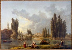 Merevillen linna Hubert Robertin (1733-1808) maalaus 1700-luvulta Sceaux, Ranskan saaren museo tekijältä Hubert Robert