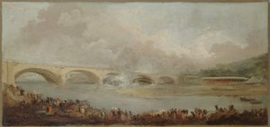 Le décintrement du pont de Neuilly, le 22 septembre 1772, vuosien 1772 ja 1775 välillä (öljy) tekijältä Hubert Robert