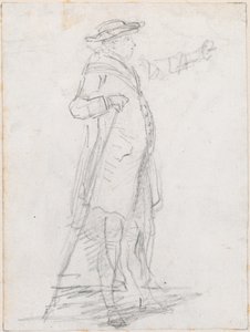 Mies kävelysauvalla, nähty profiilista [recto] tekijältä Hubert Robert