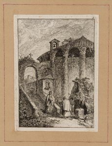 Viisi levy iltaisilta Roomassa tekijältä Hubert Robert