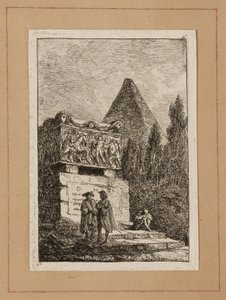 Lauta kuusi iltaista Roomassa tekijältä Hubert Robert