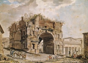 Rooman rauniot (kynä ja muste ja wc paperilla) tekijältä Hubert Robert