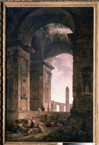 Rauniot obeliskillä. Hubert Robertin (1733-1808) maalaus öljy kankaalle tekijältä Hubert Robert