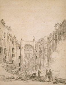 Oopperan rauniot vuoden 1781 tulipalon jälkeen tekijältä Hubert Robert