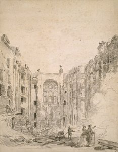 Oopperan rauniot tulipalon jälkeen 1781, 1781 tekijältä Hubert Robert