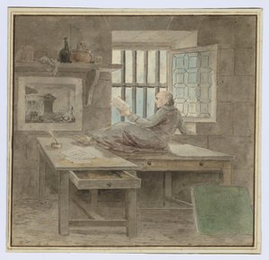 Omakuva Saint-Lazaren vankilassa tekijältä Hubert Robert