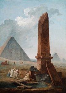 Farandole Egyptin monumenttien keskellä tekijältä Hubert Robert