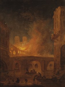 Pariisin Hôtel-Dieun tulipalo 1772 tekijältä Hubert Robert