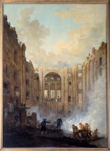 Oopperan tulipalo Palais Royalissa (Pariisi). Hubert Robertin (1733-1808) maalaus tekijältä Hubert Robert