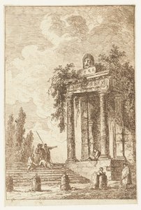 Portaat neljällä rajapylväällä Les Soirees de Rome (sarjan nimi) Roman Faces` (sarjan nimi) tekijältä Hubert Robert