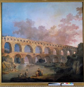 Näkymä du Gardin sillalle Hubert Robertin (1733-1808) maalaus 1700-luvun su. 2,42x2,42 m - Näkymä Pont du Gardille (Ranska). Hubert Robertin (1733-1808) maalaus tekijältä Hubert Robert