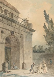 Vierailijat lähtevät vankilasta, 1794-95. tekijältä Hubert Robert