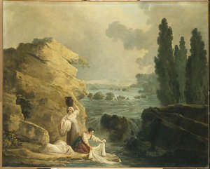 Pesijanaiset kaskadin varrella tekijältä Hubert Robert